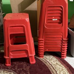 Red Plastic Sitting Stools $5. Each Take All 11