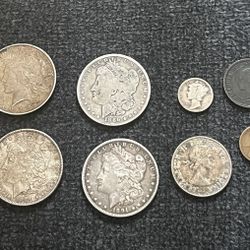 Vintage U.S. Silver Coin Collection Lot – Morgan Dollars, Peace Dollar, Mercury Dime & More!