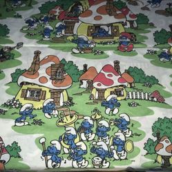 1970 Vintage Twin Sheet Set  Smurfs 