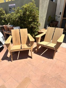 Set of Two Teak Adirondack chairs by Crate and Barrel
