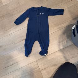 Nike Navy Blue Footed Baby One-Piece with White Swoosh