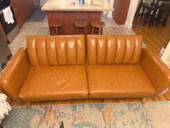 Brown leather couch/futon-FREE