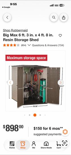 Rubbermaid  Big Max Resin Storage Shed 6x4 ft box damaged New