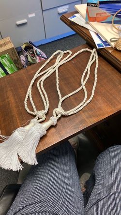 White Rope Curtain Tassel Tiebacks Set of 2