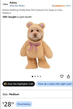 Rubies Walking Teddy Bear Pet Costume Small