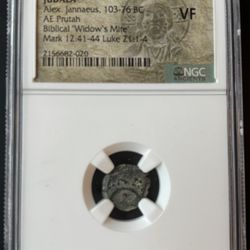 Biblical Widow’s Mite – Judaea Alexander Jannaeus (103–76 BC) Coin – NGC VF