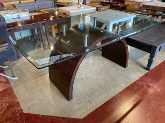 O-Palier Modern Espresso Arch Glass Top Dining Table
