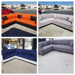 Brand NEW  7X9FT SECTIONAL COUCHES, ORANGE COMBO,LIGHT GREY, CHARCOAL,  DOMINO Navy COMBO Sofas, COUCHES  Chaise  2piaces 