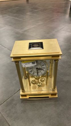 Gold Mantel Anniversary Clock with Glass Panels