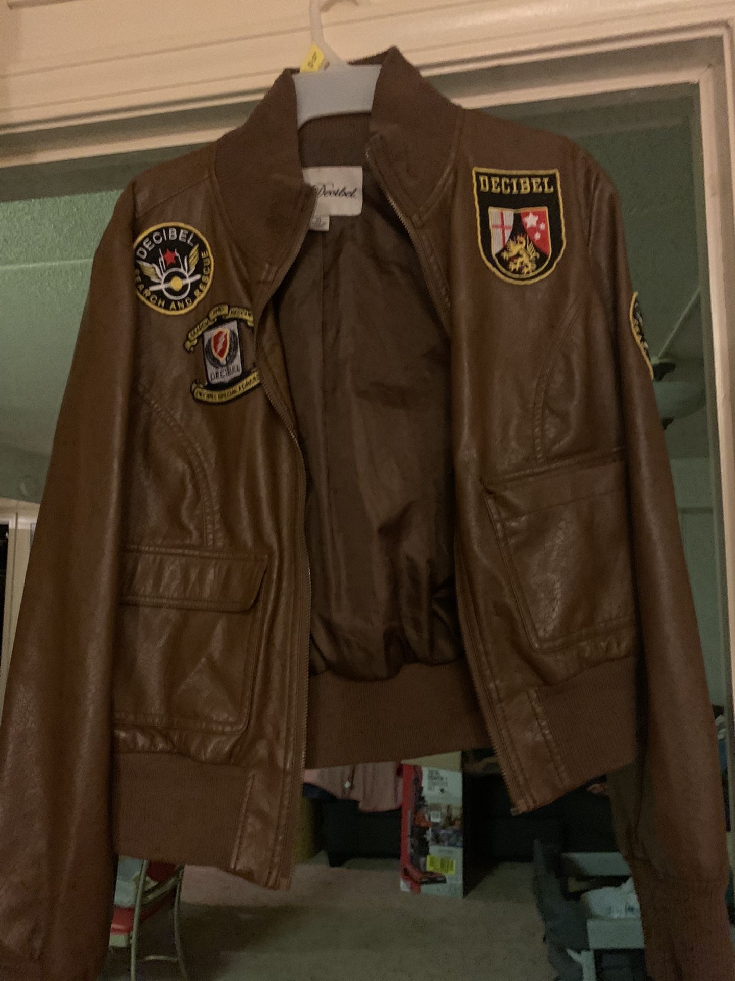 Ladies Bomber Jacket,Brown  XL