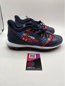 New Under Armour Harper 9 Jr USA Baseball Cleats Size 6Y Navy Gold (contact info removed)-400
