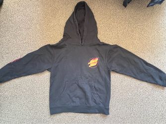 Santa Cruz Skateboards Black Hoodie with Red and Yellow Flame Logo