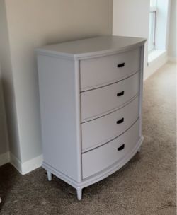 100% real wood refurbished Gray 4-Drawer Bow Front Dresser