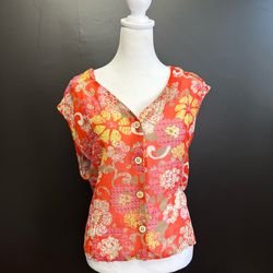NOBLE U Retro Floral Tie Back Blouse