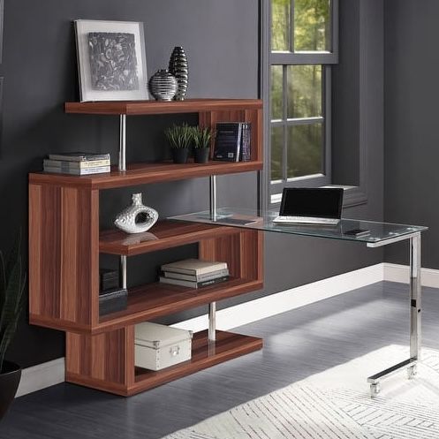 Designer Modern Home Office Glass Desk & Shelf System (Adjustable) [NEW IN BOX] **Retails for $1019