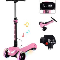 24V Electric Scooter for Kids w/150W Powerful Motor Thumb Throttle, LCD Screen, Bluetooth, Light-Up Stem 