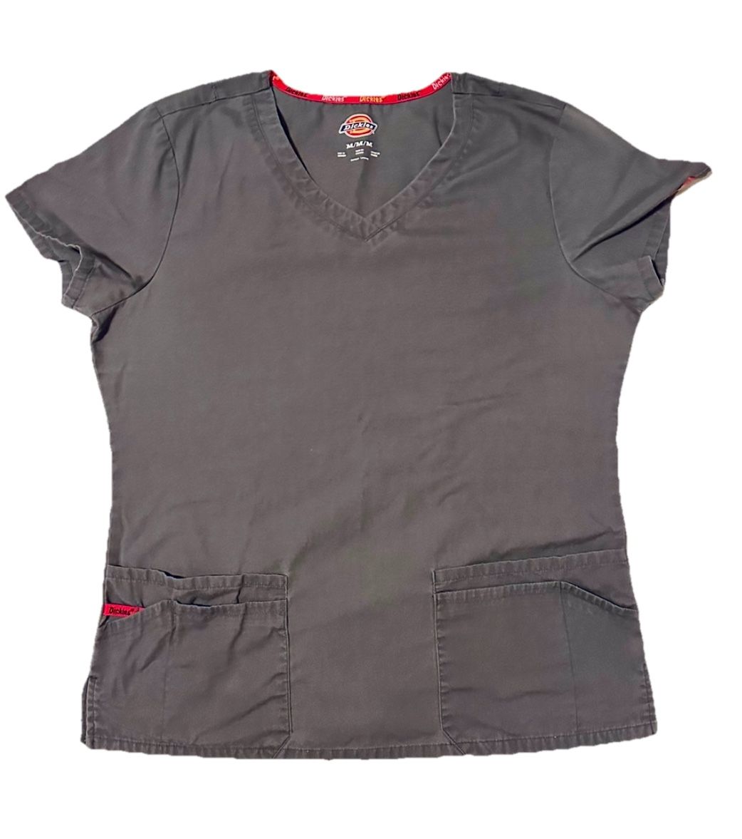 Dickies Women's V-Neck Scrub Top Size Medium Gray