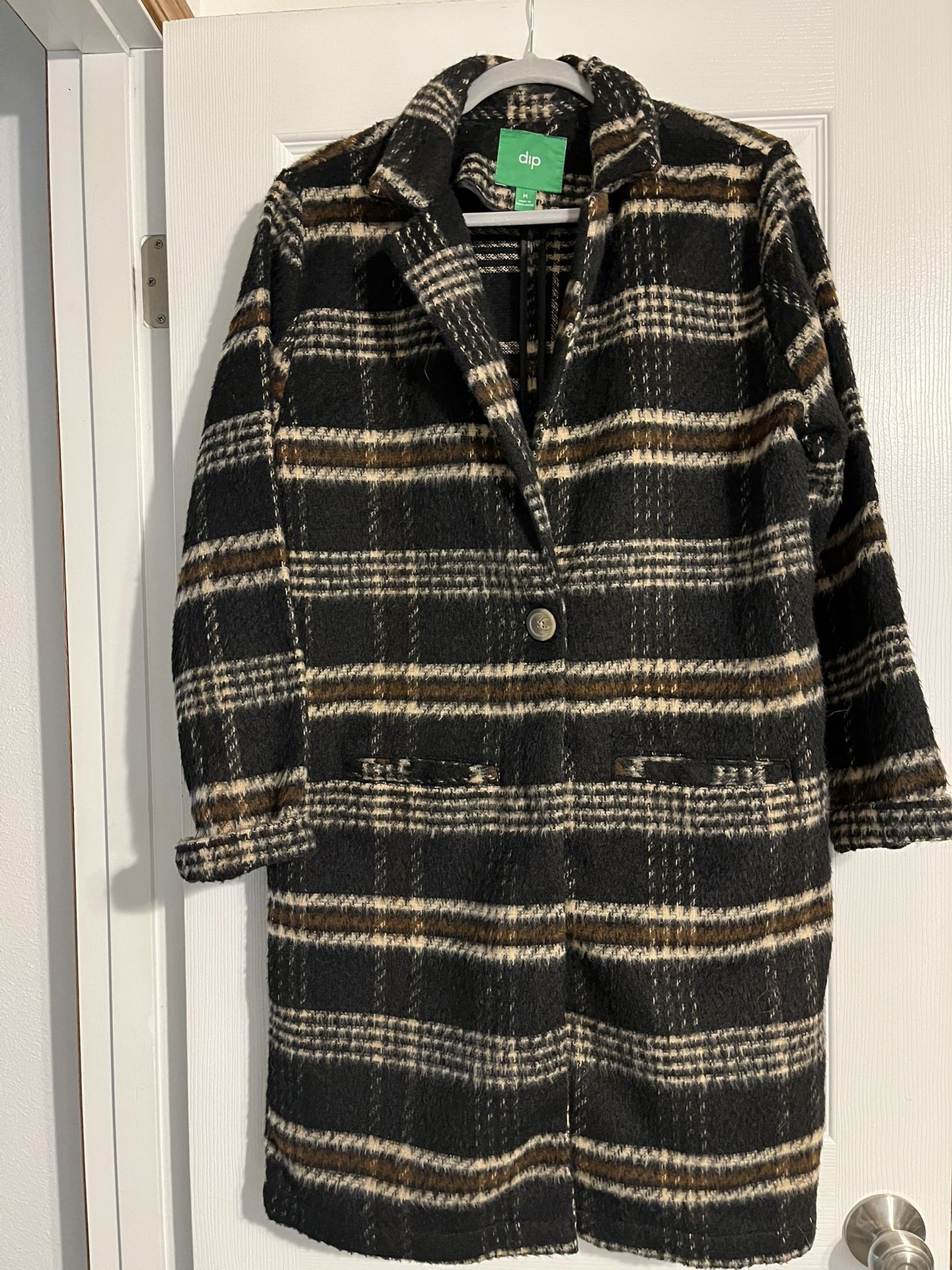 Plaid Heavy Long Coat-size medium 