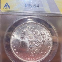 1883 silver, dollar MorganO MS 64 really nice Coin
