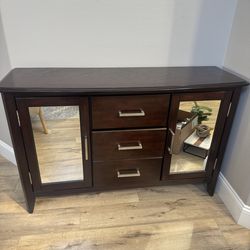 Brown wood and buffet cabinet
