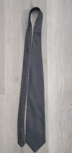XMI Platinum Tie 100% Silk Striped Gray Blue Geometric Diagonal Hand Made USA