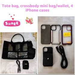 4 iphone 12 cases, tote bag, & crossbody wallet