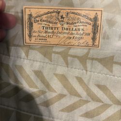 1864 $30 Thirty Dollars Confederate States of America Richmond CSA Bank Note Bond