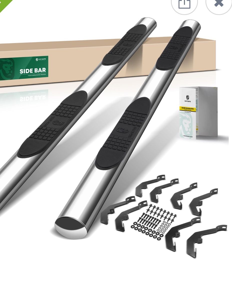 Chrome 4 Inch Running Boards Side Step Bars 2019-2024 Chevy Silverado