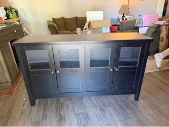 Black 4 door sideboard with fluent glass