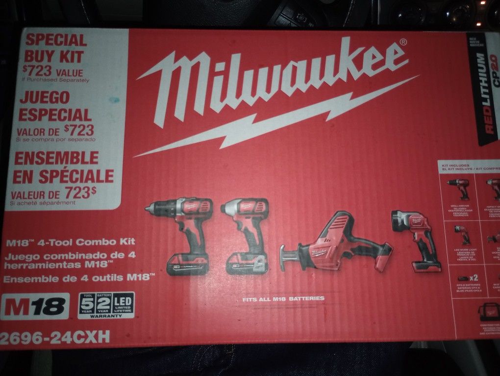 New Milwaukee M18 4 Tool Combo Kit