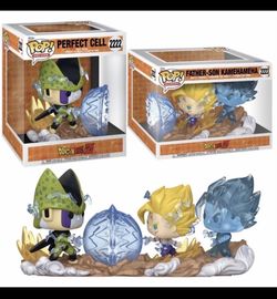 Funko Pop Moment Dragon Ball Z Perfect Cell + Father-Son Kamehameha Super Saiyan Gohan & Ghost Goku Vinyl Figure Bundle Set New In Hand