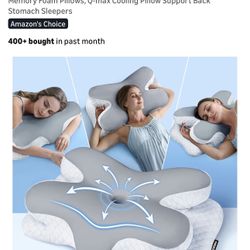 Osteo Enjoy Pain Relief Sleeping Cervical Neck Pillow, Ergonomic Contour Zoned Fits Side Sleeper, Non-Temperature Affected Memory Foam Pillows, Q-max 