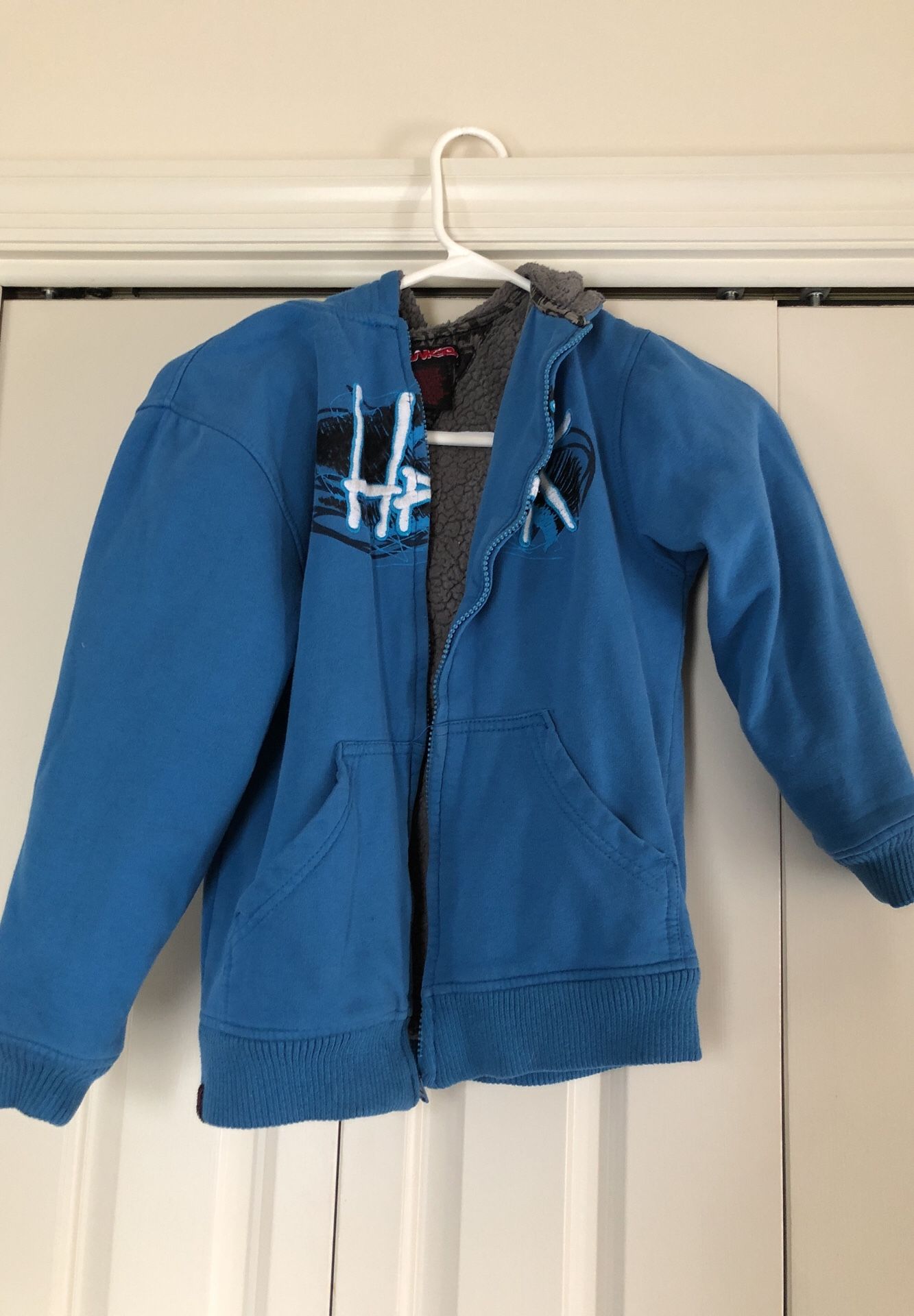 Boys Hawk fleece jacket w/ hood Sz 8