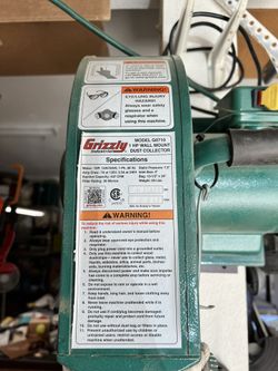 Grizzly wall dust collection 1hp