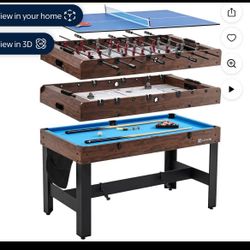 54" 4-in-1 Multi Game, Pool Table, Table Tennis Pong Table, Air Hockey, Foosball, by MD Sports