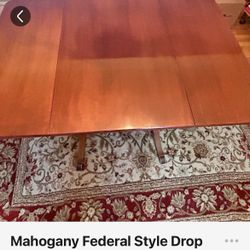 Mahogany Federal Style Drop Leaf Dining Table with extension