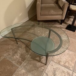Modern Glass Coffee Table with Metal Base