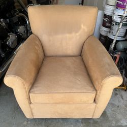 Swiveling Couch Chair, Tan Suede