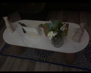 Center table with white marble porcelain top