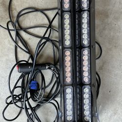 2pc HLauto Yellow/White 48LED Car Truck Strobe  Bar Flashing Indicator Light 17"