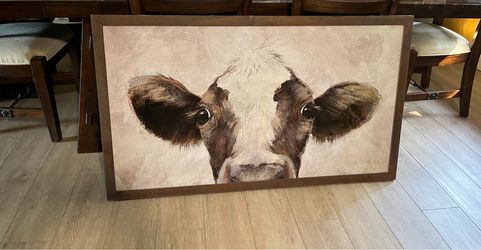 Framed Cow Portrait Canvas Wall Art