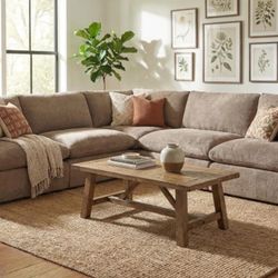 Living Spaces Mink Brown Modular 5 Piece L Shaped Sectional 