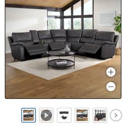 Save $1000 on Luxury Leather Power Reclining Sectional with Power Headrests. New in box