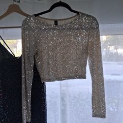 Silver Sequin Top M