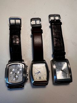Lot of 3 Kenneth Cole Leather Wristwatches