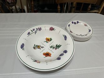 Large Williams Sonoma Serving Bowl With Matching Plates