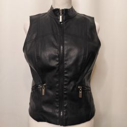 Women's Black Paris Blues Leather Vest (Medium)