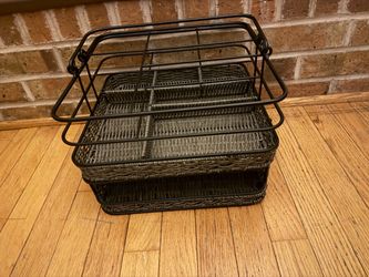 Mesa metal & woven serving caddy organizer EUC