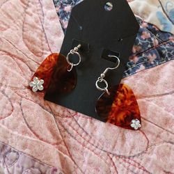 Guitar pick Earrings hand Made.  New
