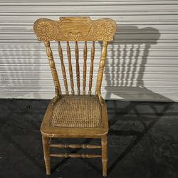 Oak Chair with wheker Seat